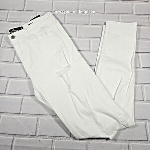 Hollister Jeans Womens 9R White Distressed High Rise Super Skinny Ripped Casual